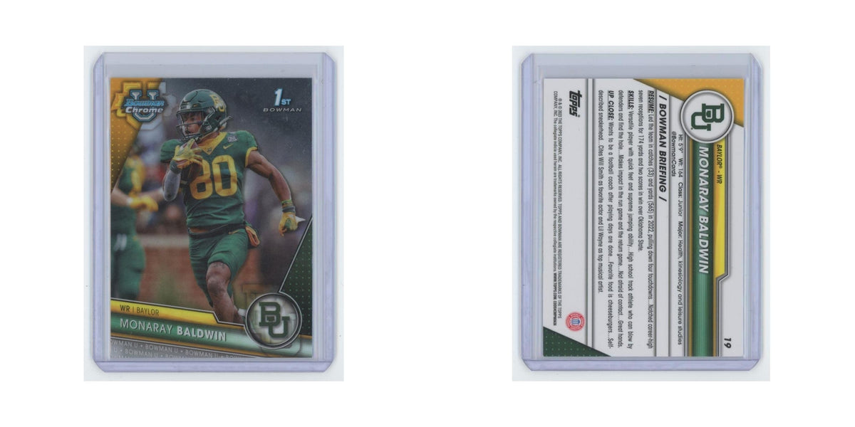 Monaray Baldwin 2023 Bowman University Chrome #19 Baylor Bears Football Card NM