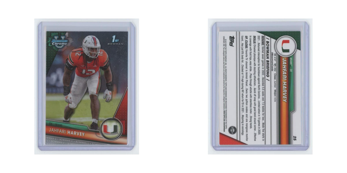 Jahfari Harvey 2023 Bowman University Chrome #25 Miami Hurricanes NM