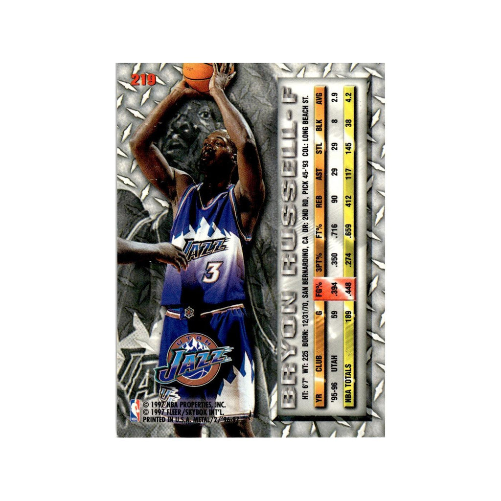 Bryon Russell 1996 Fleer Metal #219 Utah Jazz Basketball Card NM