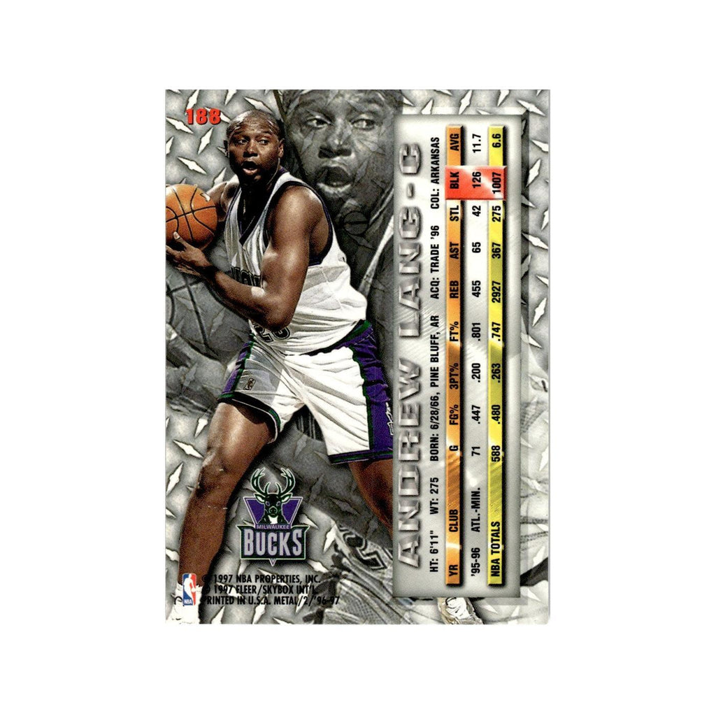 Andrew Lang 1996 Fleer Metal #188 Milwaukee Bucks Basketball Card NM