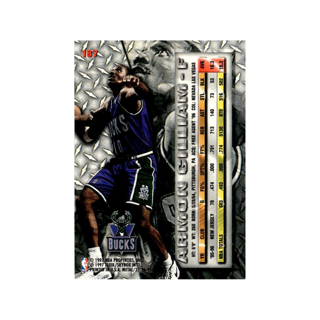 Armon Gilliam 1996 Fleer Metal #187 Milwaukee Bucks Basketball Card NM