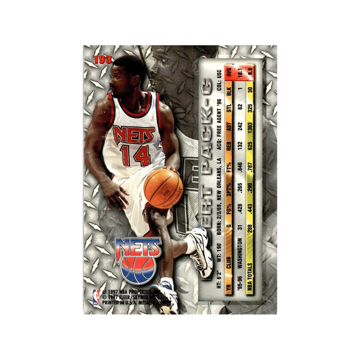 Robert Pack 1996 Fleer Metal #193 New Jersey Nets Basketball Card NM