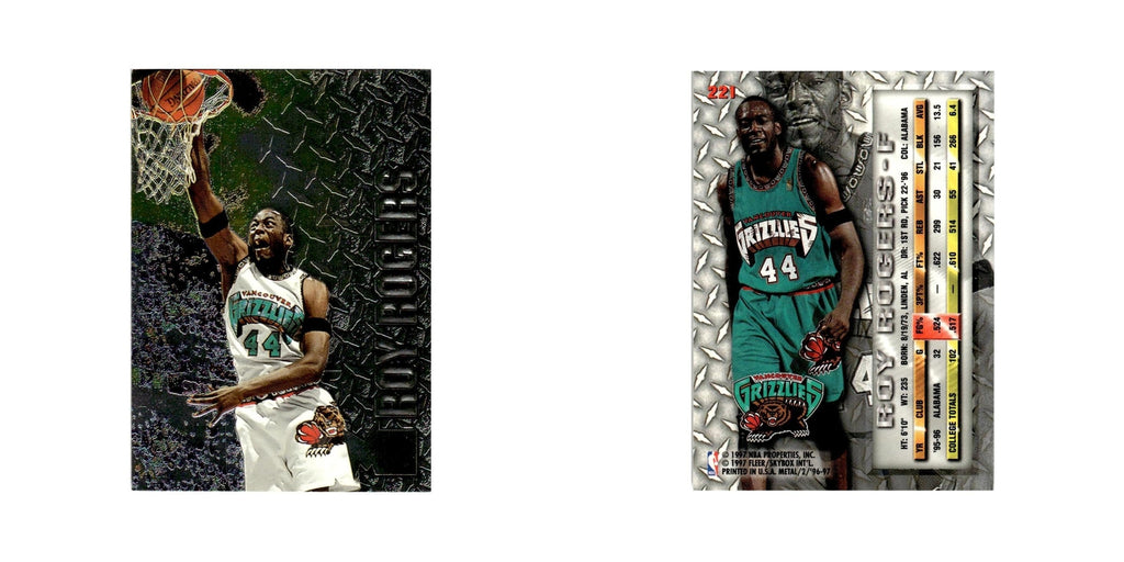 Roy Rogers 1996 Fleer Metal #221 Vancouver Grizzlies Basketball Card NM