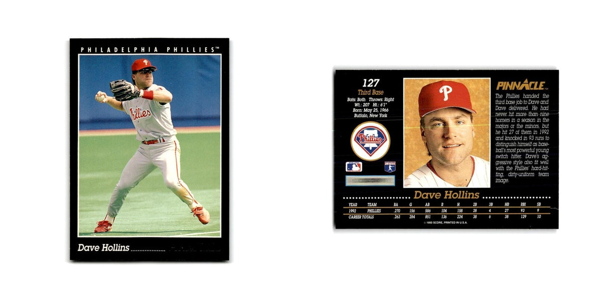 Dave Hollins 1993 Pinnacle #127 Philadelphia Phillies Baseball Card NM