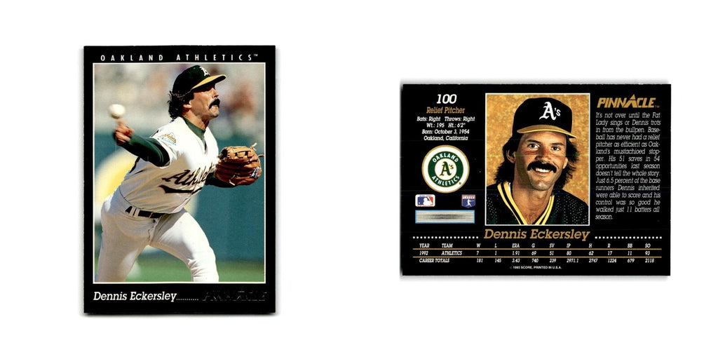 Dennis Eckersley 1993 Pinnacle #100 Oakland Athletics Baseball Card NM