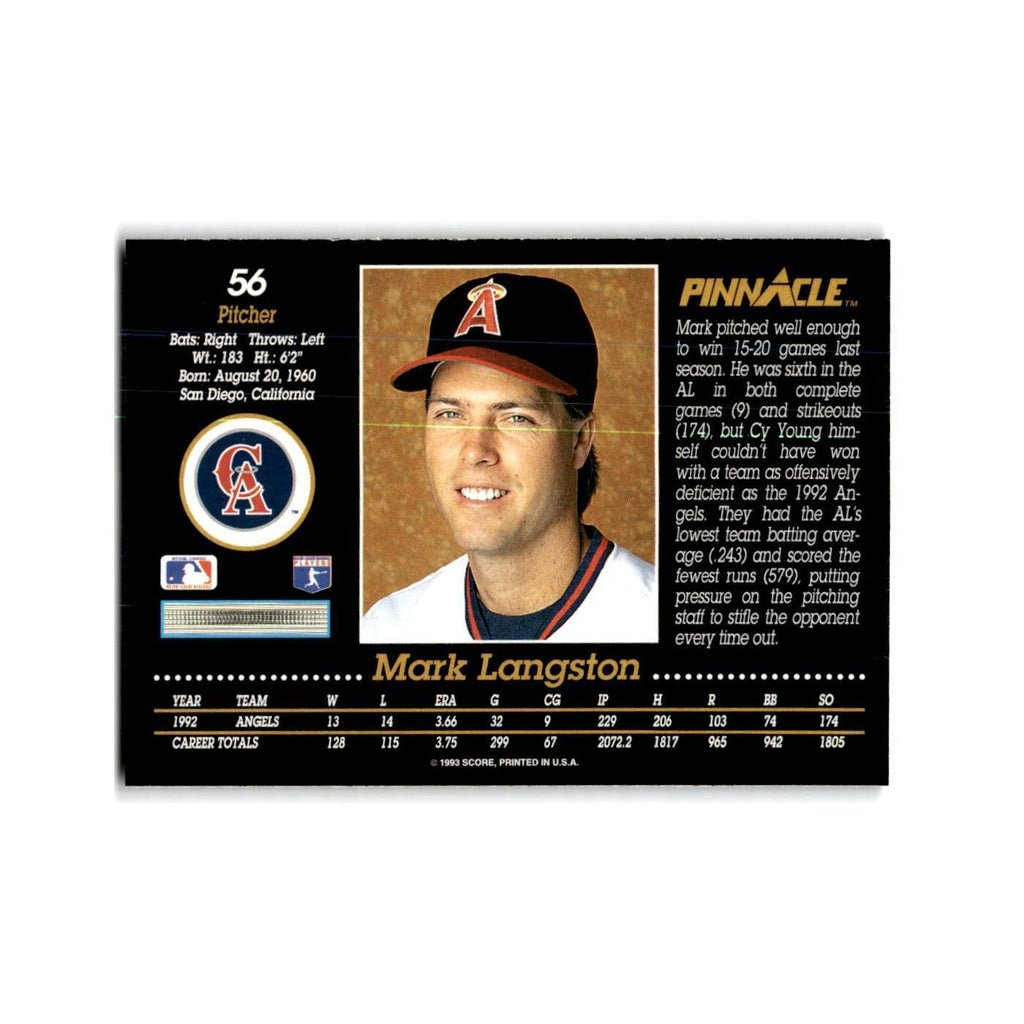 Mark Langston 1993 Pinnacle #56 California Angels Baseball Card NM