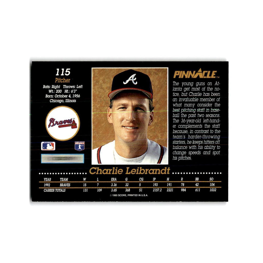 Charlie Leibrandt 1993 Pinnacle #115 Atlanta Braves Baseball Card NM