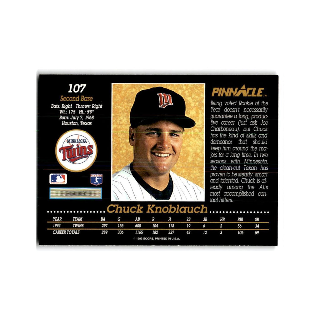 Chuck Knoblauch 1993 Pinnacle #107 Minnesota Twins Baseball Card NM