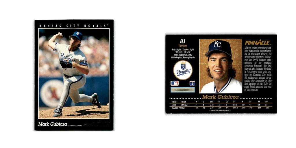Mark Gubicza 1993 Pinnacle #81 Kansas City Royals Baseball Card NM