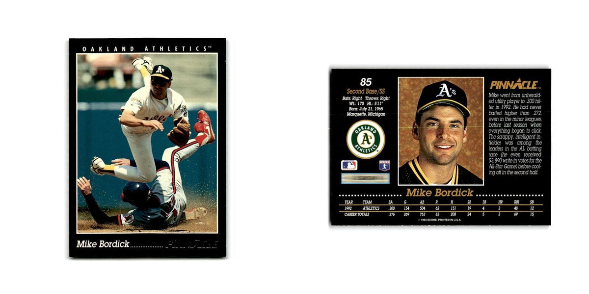 Mike Bordick 1993 Pinnacle #85 Oakland Athletics Baseball Card NM