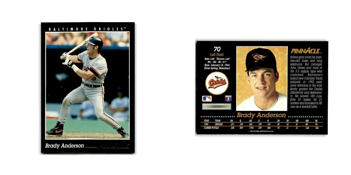 Brady Anderson 1993 Pinnacle #70 Baltimore Orioles Baseball Card NM