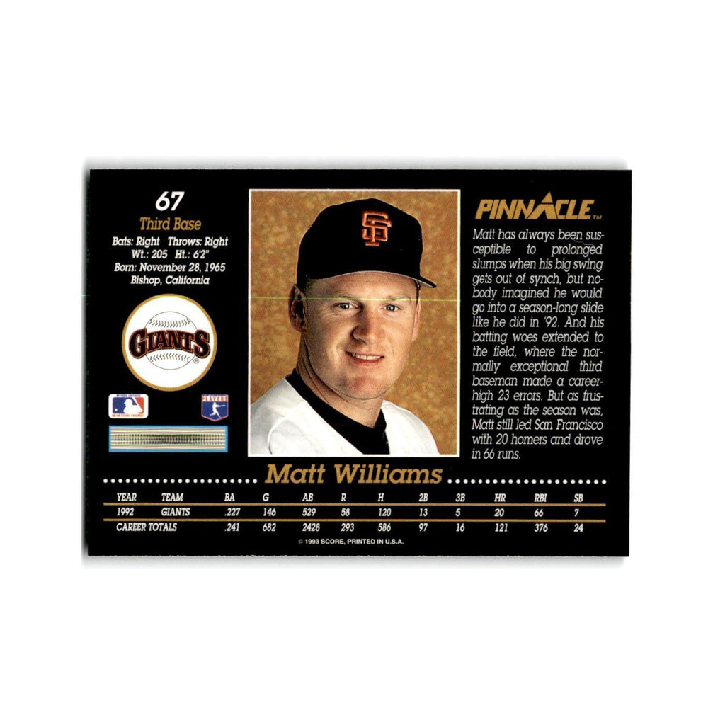 Matt Williams 1993 Pinnacle #67 San Francisco Giants Baseball Card NM