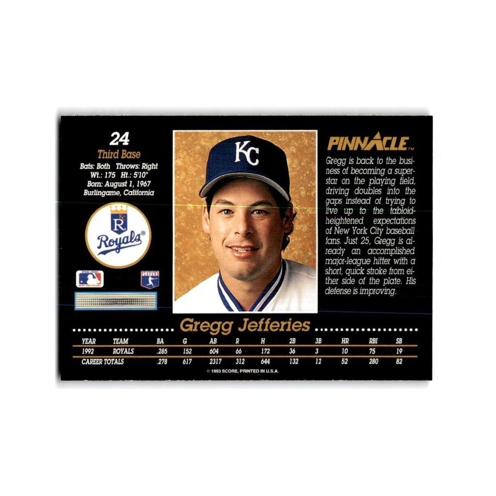 Gregg Jefferies 1993 Pinnacle #24 Kansas City Royals Baseball Card NM