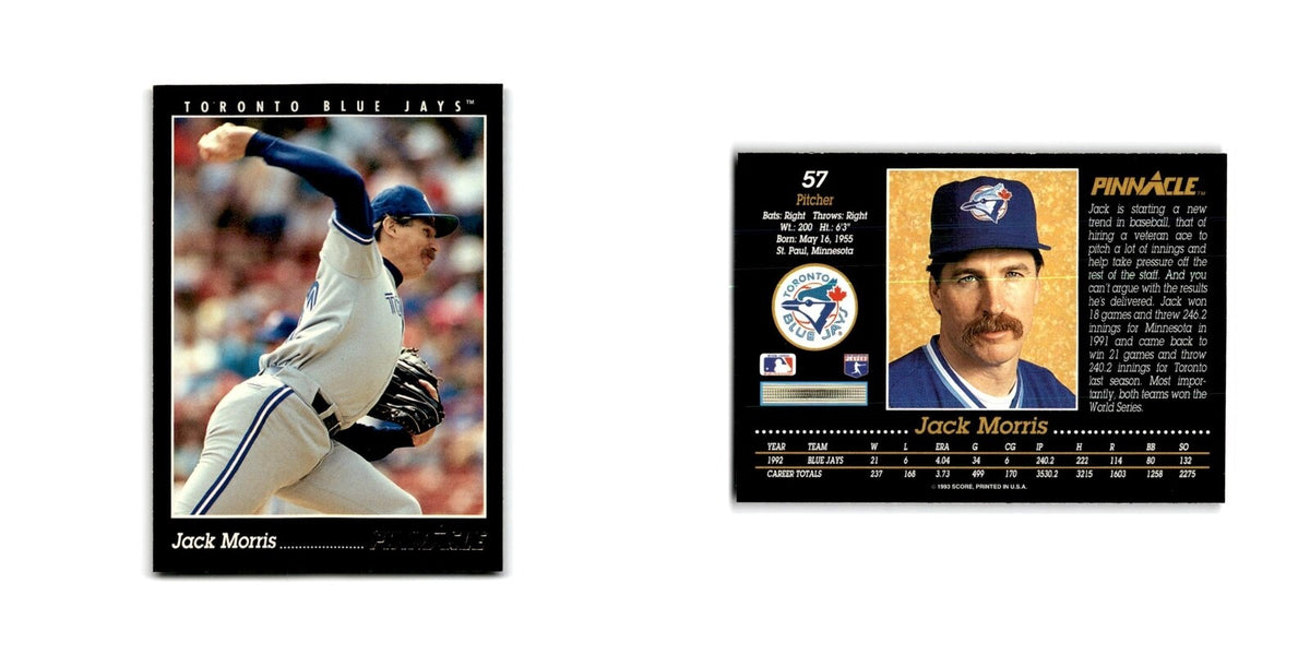 Jack Morris 1993 Pinnacle #57 Toronto Blue Jays Baseball Card NM