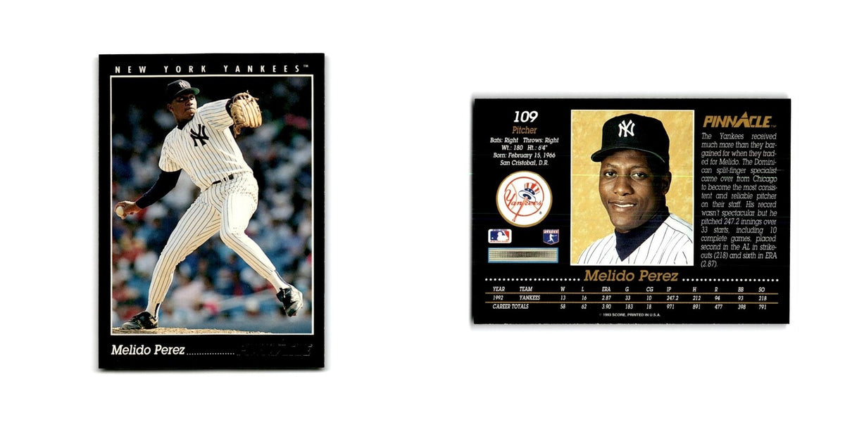 Melido Perez 1993 Pinnacle #109 New York Yankees Baseball Card NM