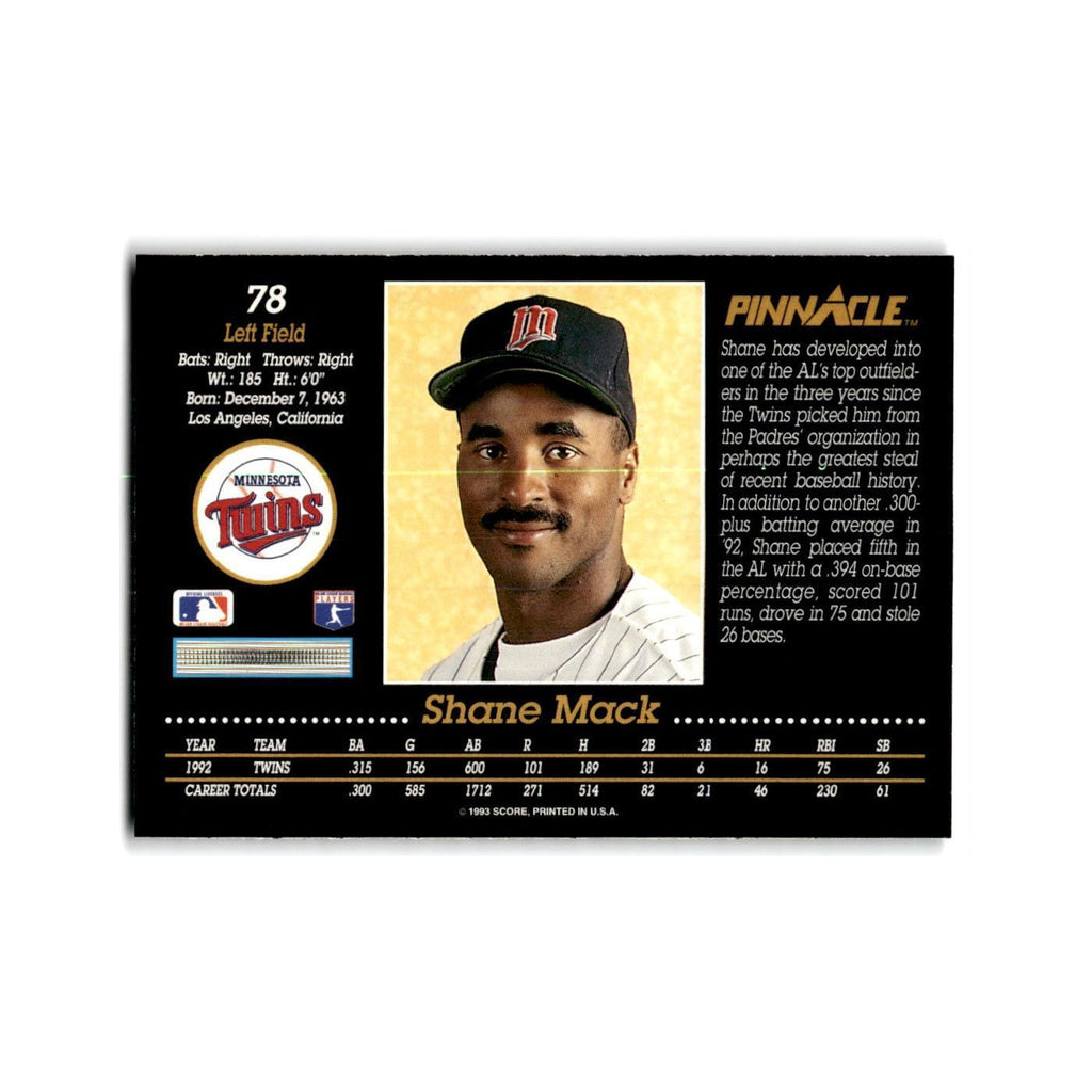 Shane Mack 1993 Pinnacle #78 Minnesota Twins Baseball Card NM