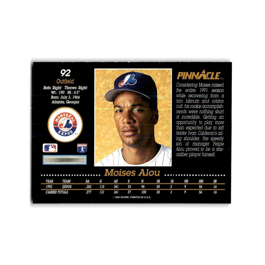 Moises Alou 1993 Pinnacle #92 Montreal Expos Baseball Card NM