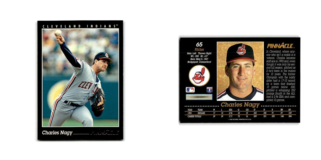 Charles Nagy 1993 Pinnacle #65 Cleveland Indians Baseball Card NM