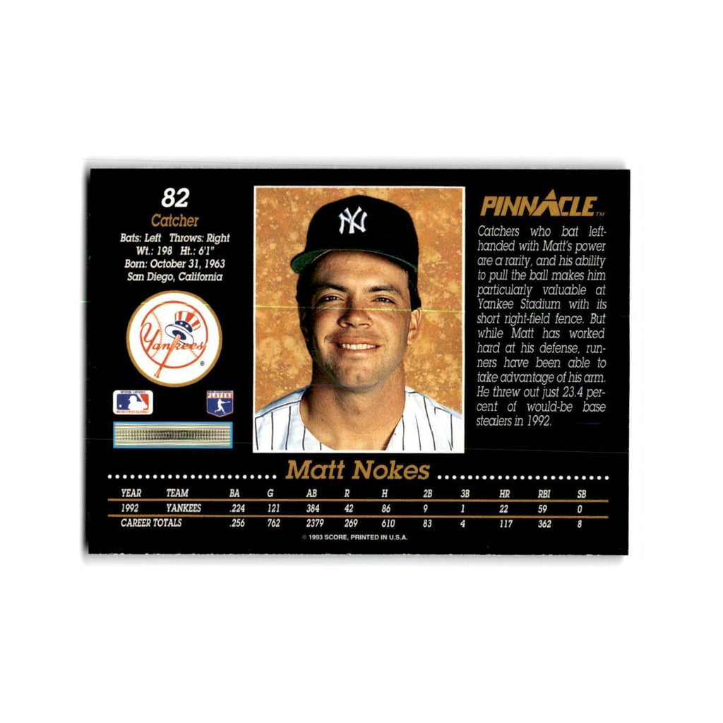 Matt Nokes 1993 Pinnacle #82 New York Yankees Baseball Card NM