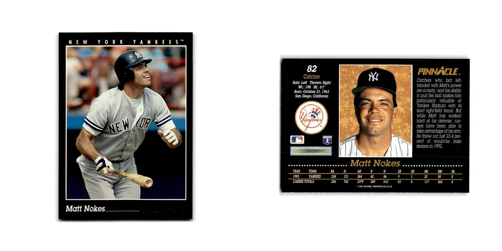 Matt Nokes 1993 Pinnacle #82 New York Yankees Baseball Card NM