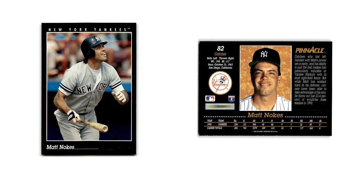 Matt Nokes 1993 Pinnacle #82 New York Yankees Baseball Card NM
