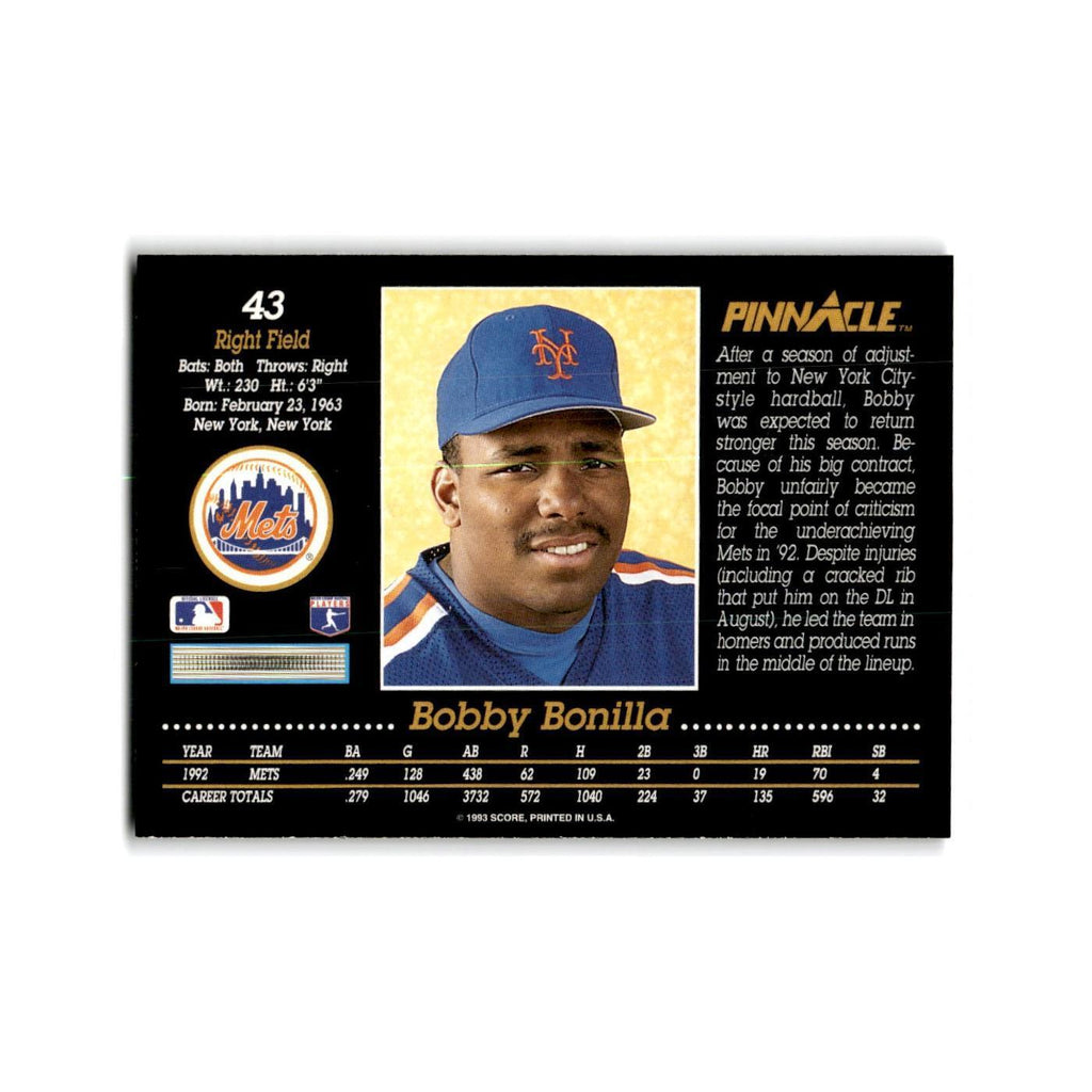 Bobby Bonilla 1993 Pinnacle #43 New York Mets Baseball Card NM