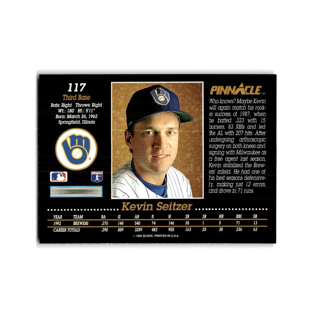Kevin Seitzer 1993 Pinnacle #117 Milwaukee Brewers Baseball Card NM