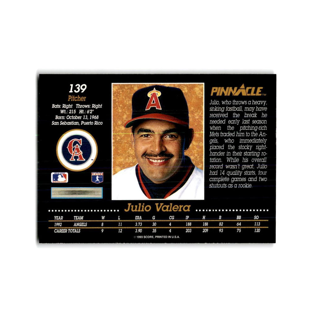Julio Valera 1993 Pinnacle #139 California Angels Baseball Card NM