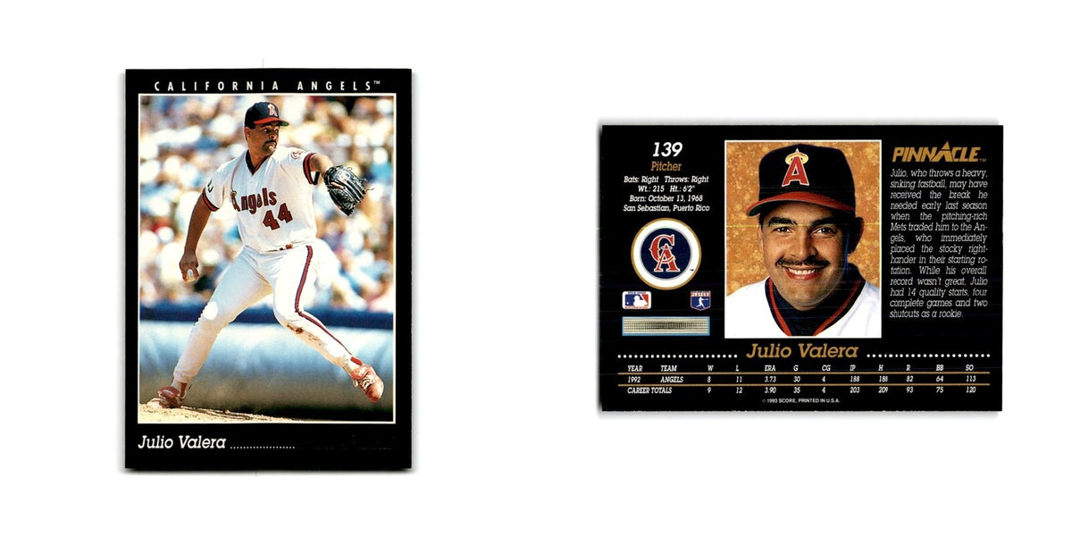 Julio Valera 1993 Pinnacle #139 California Angels Baseball Card NM