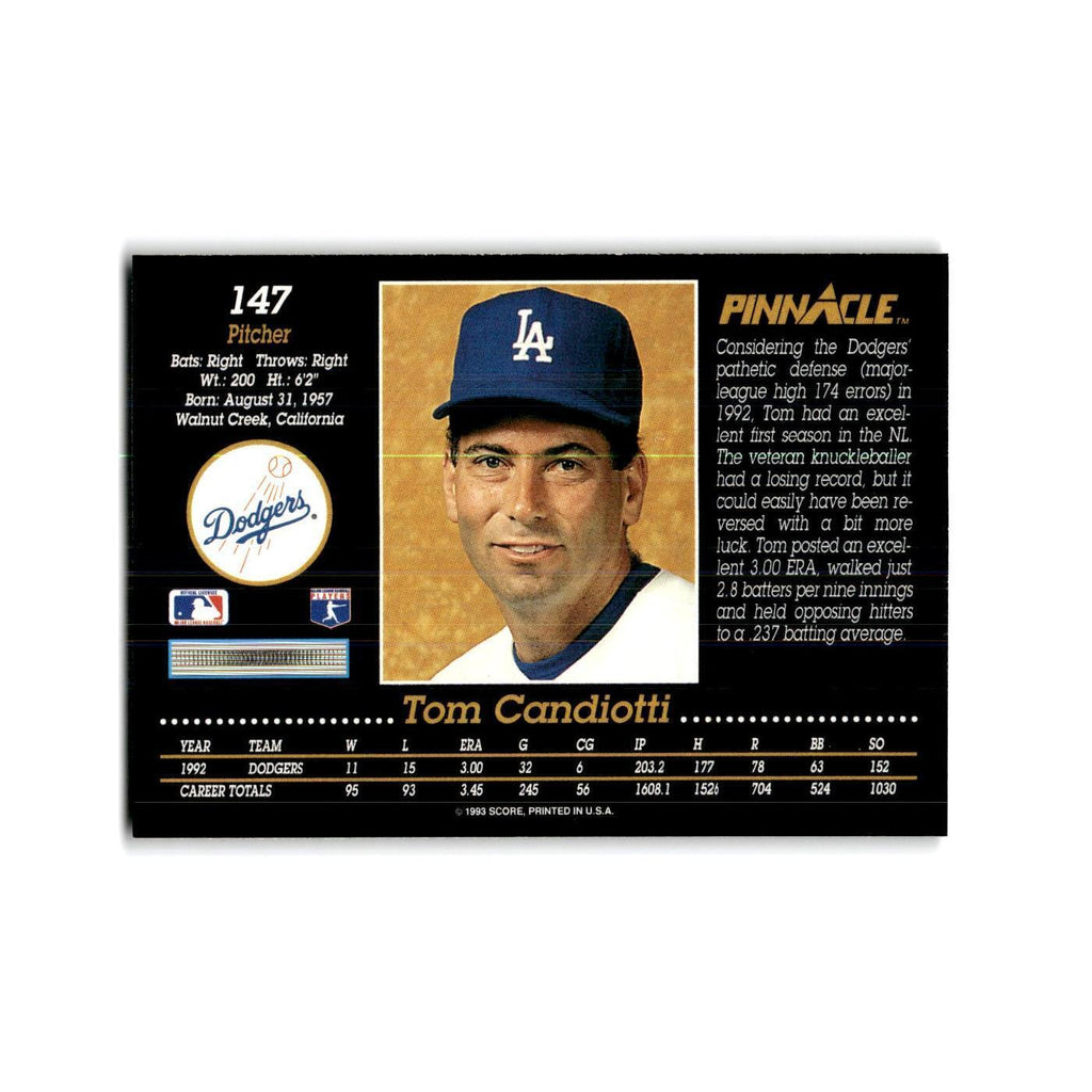 Tom Candiotti 1993 Pinnacle #147 Los Angeles Dodgers Baseball Card NM