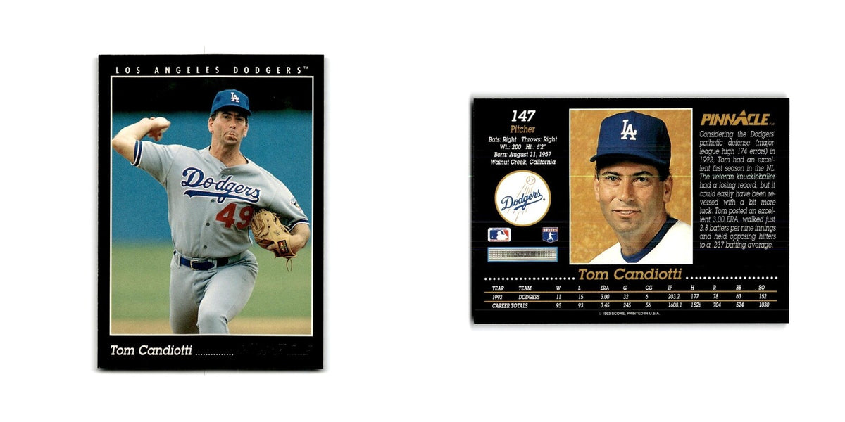 Tom Candiotti 1993 Pinnacle #147 Los Angeles Dodgers Baseball Card NM