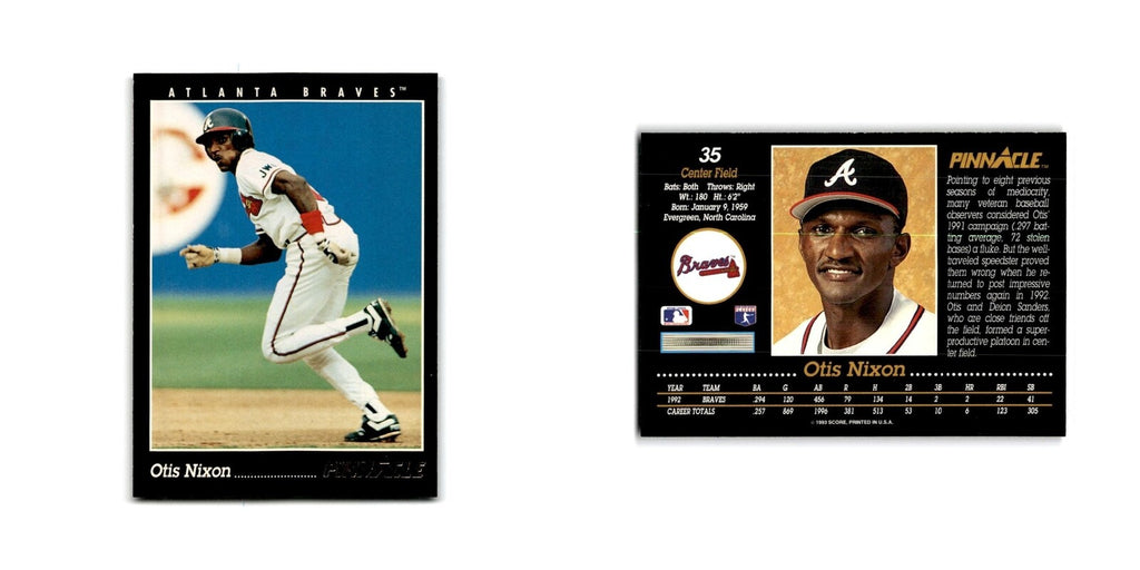 Otis Nixon 1993 Pinnacle #35 Atlanta Braves Baseball Card NM