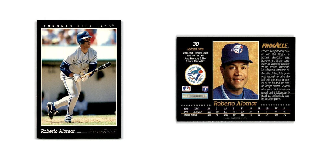 Roberto Alomar 1993 Pinnacle #30 Toronto Blue Jays Baseball Card NM
