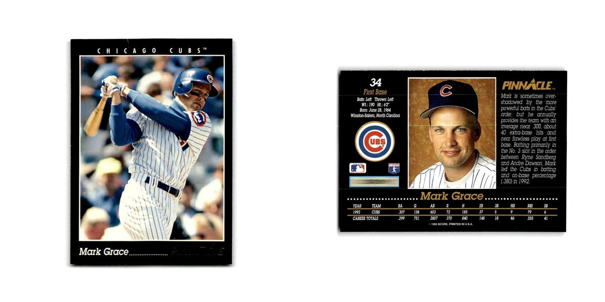 Mark Grace 1993 Pinnacle #34 Chicago Cubs Baseball Card NM