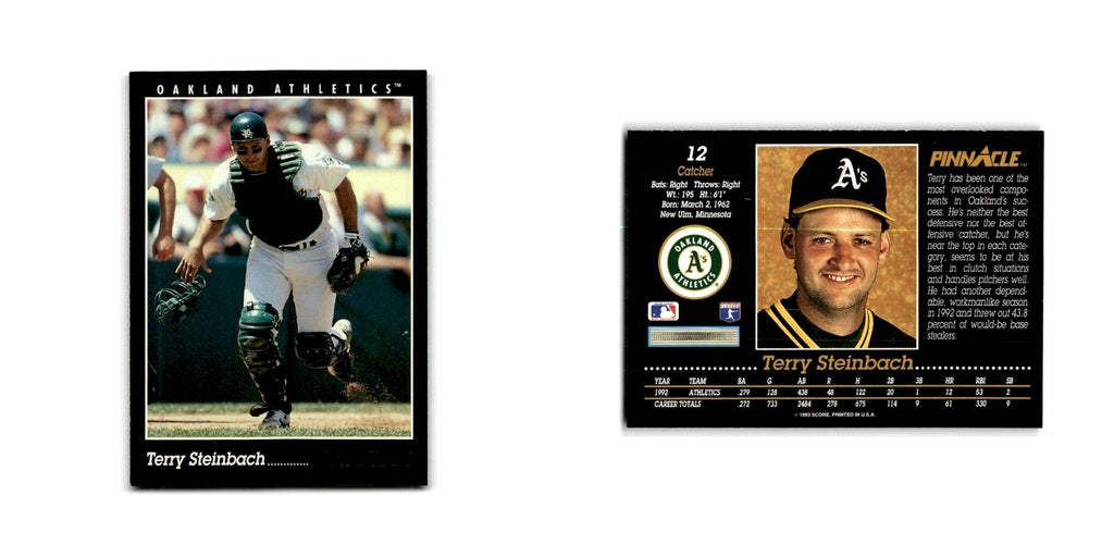 Terry Steinbach 1993 Pinnacle #12 Oakland Athletics Baseball Card NM