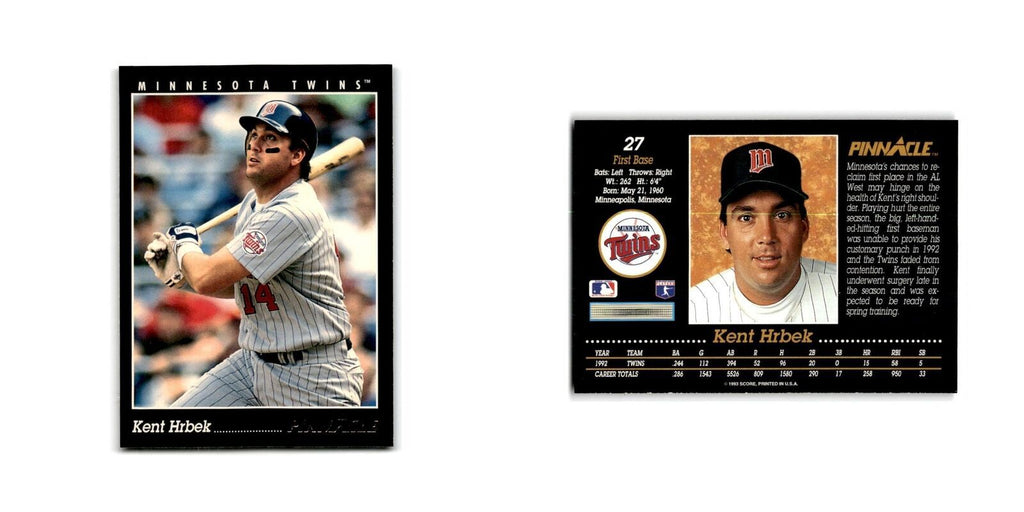 Kent Hrbek 1993 Pinnacle #27 Minnesota Twins Baseball Card NM