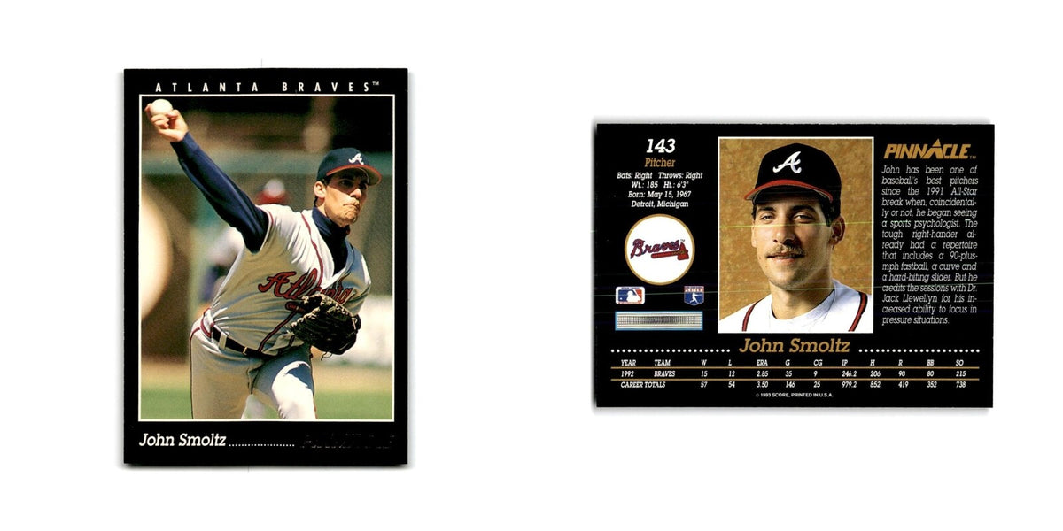 John Smoltz 1993 Pinnacle #143 Atlanta Braves Baseball Card NM