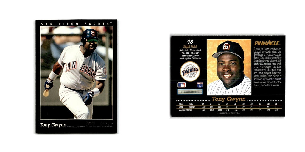 Tony Gwynn 1993 Pinnacle #98 San Diego Padres Baseball Card NM