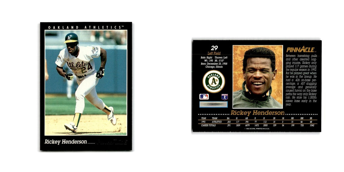 Rickey Henderson 1993 Pinnacle #29 Oakland Athletics Baseball Card NM