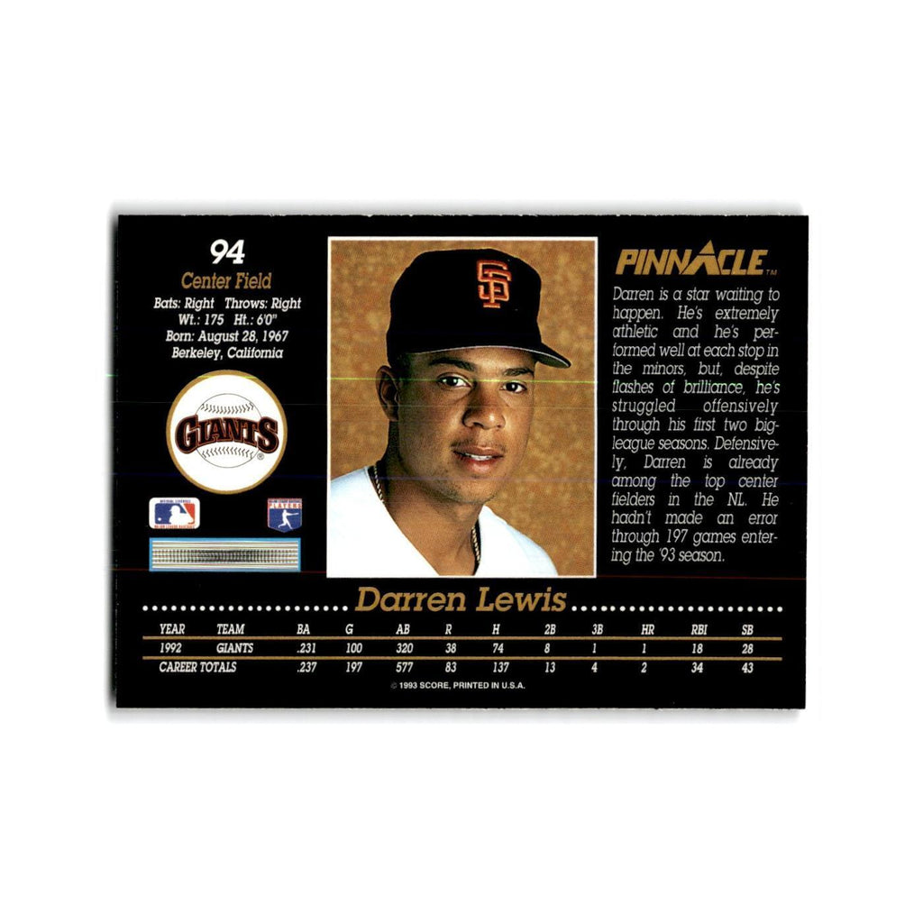 Darren Lewis 1993 Pinnacle #94 San Francisco Giants Baseball Card NM