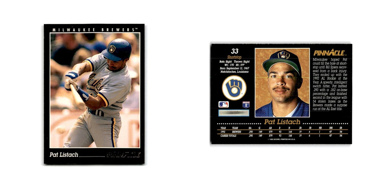 Pat Listach 1993 Pinnacle #33 Milwaukee Brewers Baseball Card NM