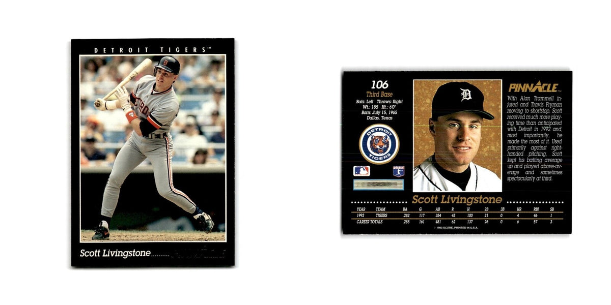 Scott Livingstone 1993 Pinnacle #106 Detroit Tigers Baseball Card NM