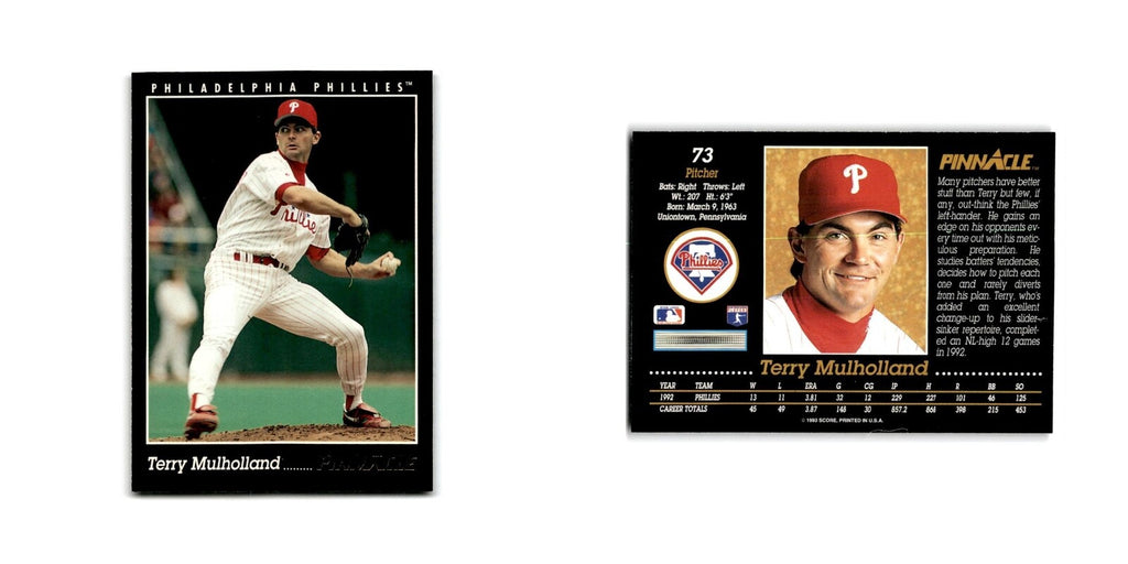 Terry Mulholland 1993 Pinnacle #73 Philadelphia Phillies Baseball Card NM
