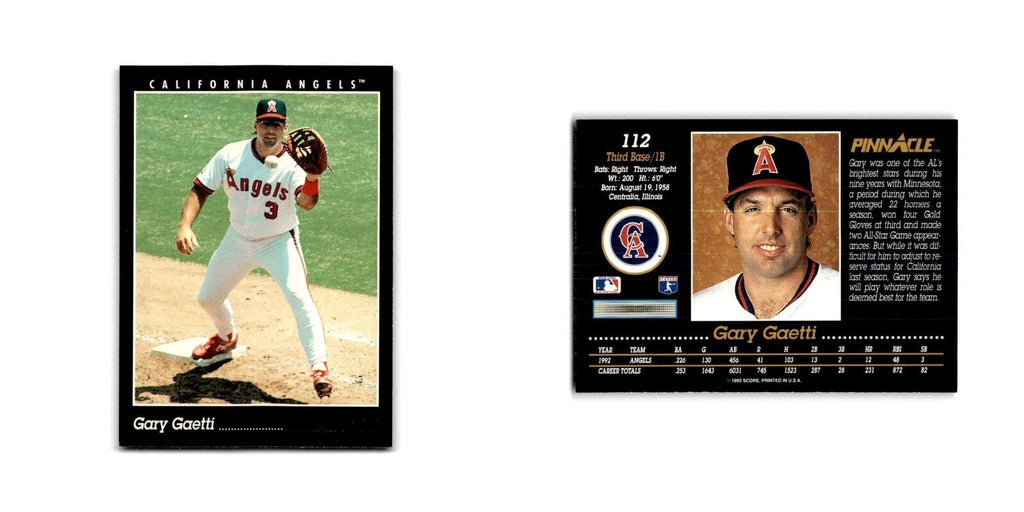 Gary Gaetti 1993 Pinnacle #112 California Angels Baseball Card NM