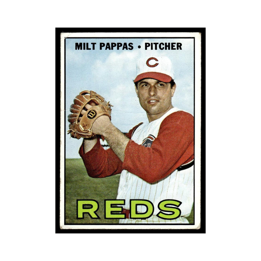 1967 Topps Baseball Card (Damaged) Milt Pappas Reds #254