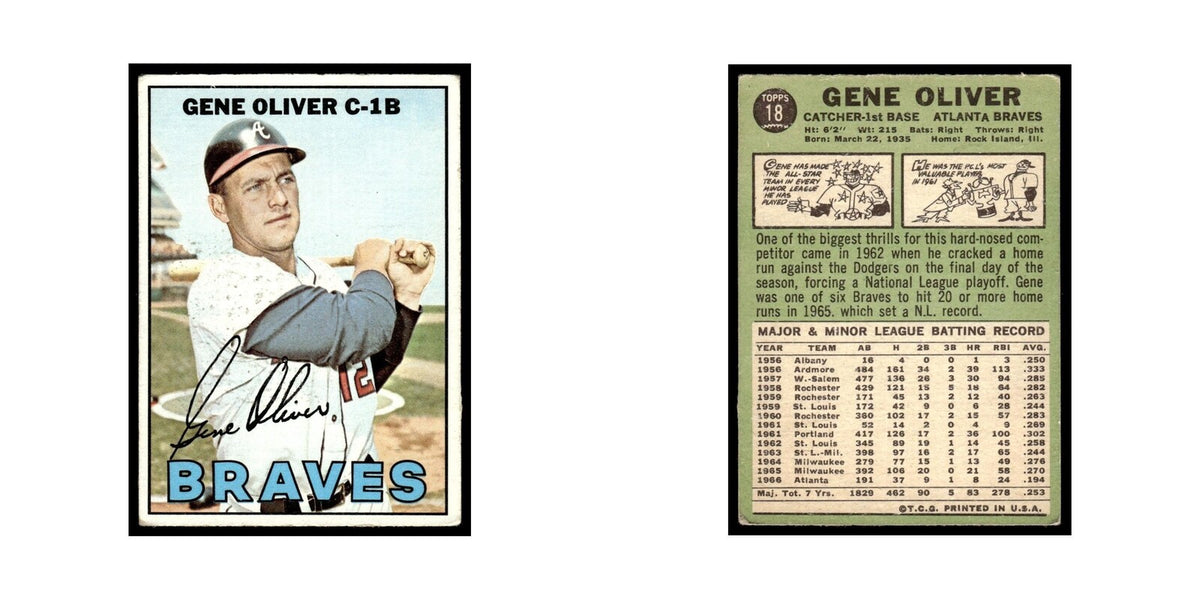 1967 Topps Baseball Card Gene Oliver Braves #18