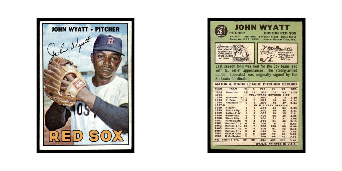 1967 Topps Baseball Card John Wyatt Red Sox #261