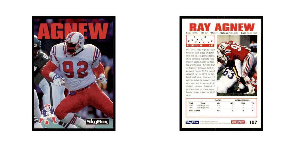 1992 SkyBox Ray Agnew Football Cards #107