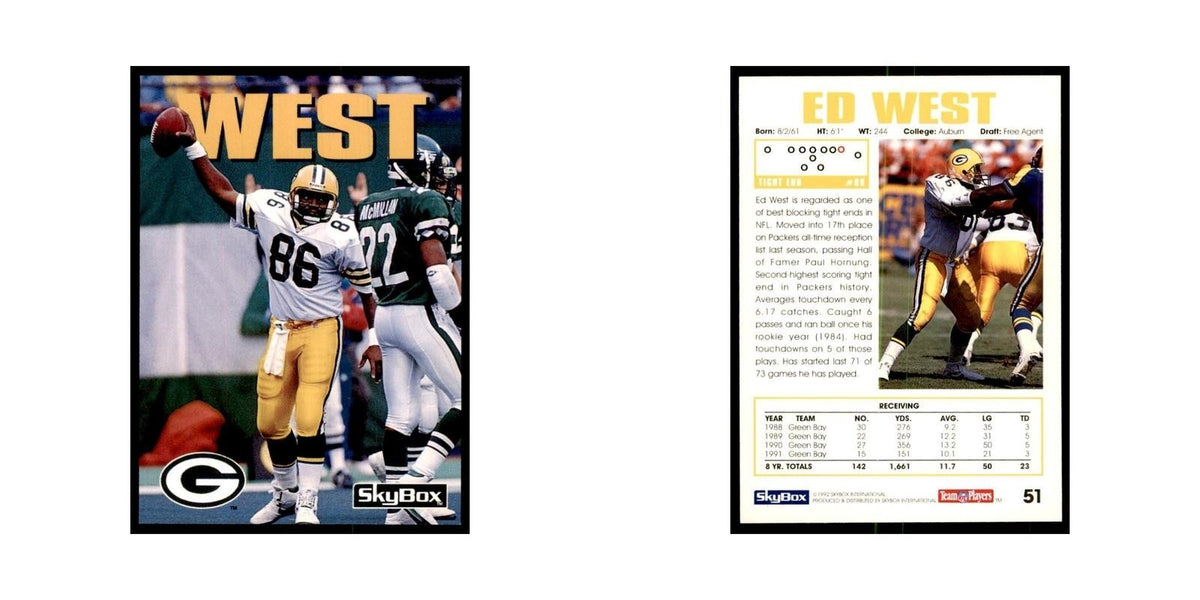 1992 SkyBox Ed West Football Cards #51