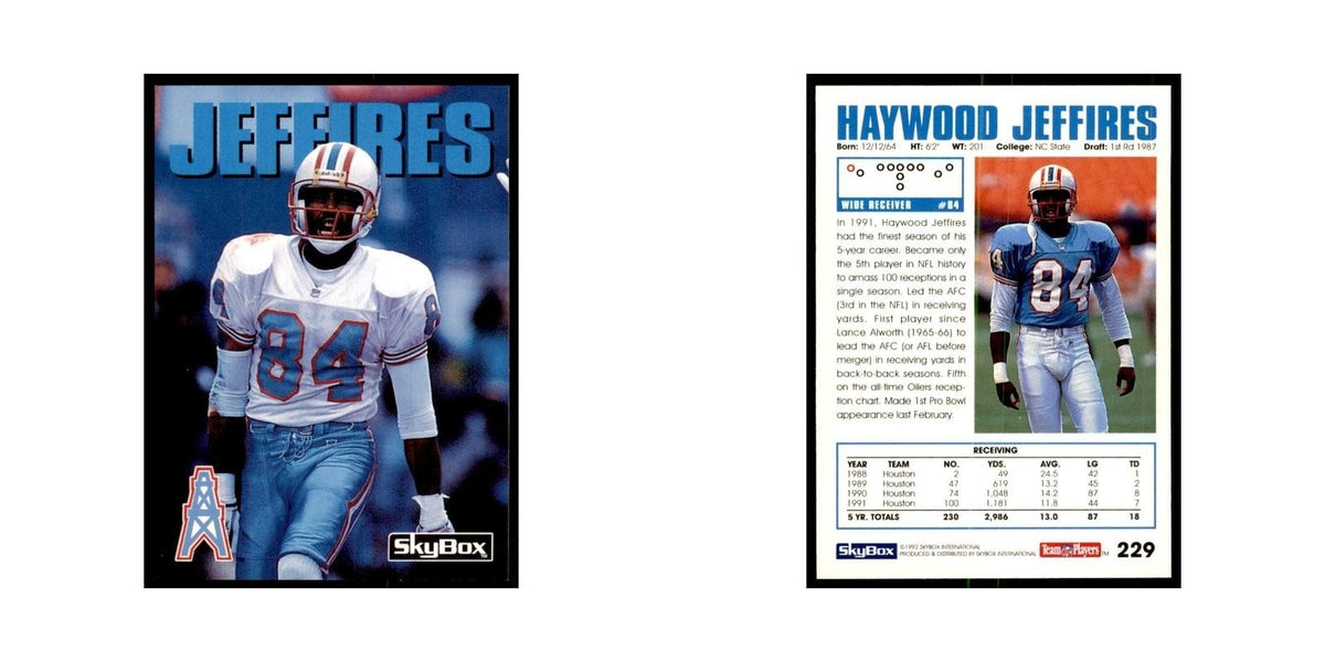 1992 SkyBox Haywood Jeffires Football Cards #229